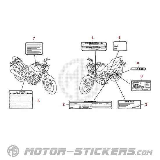 Honda CG125 2007 - Etiquetas de precaución