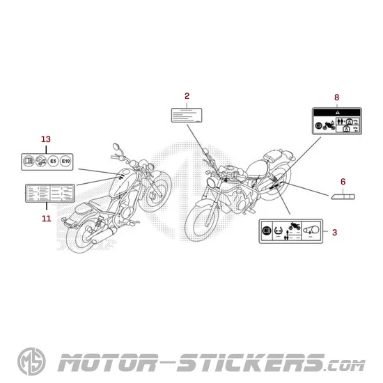 Honda CMX500 REBEL 2022 - Caution Labels