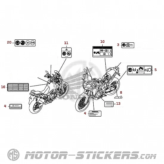 Honda Africa Twin CRF 1000 2019 - Caution Labels
