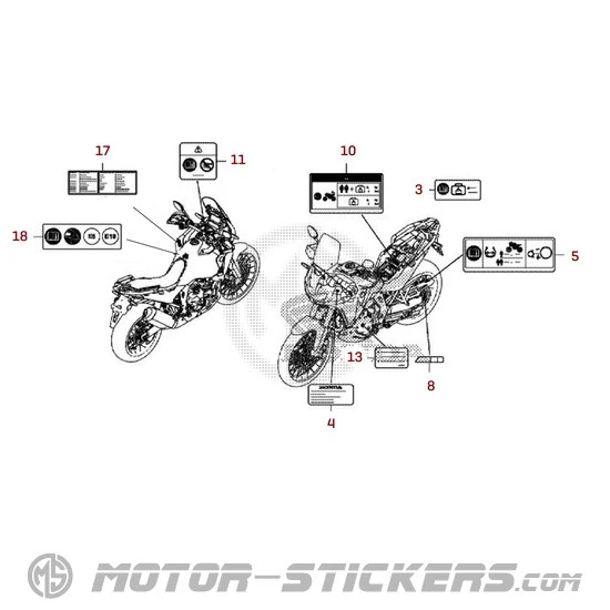 Honda CRF1100 AFRICA TWIN 2020 - Etiquetas de precaución