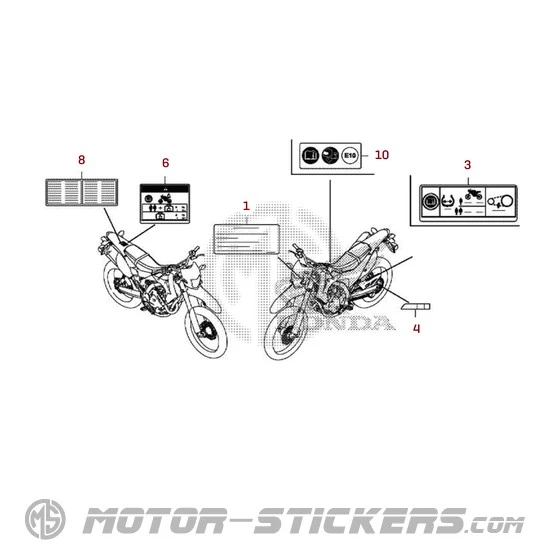 Honda CRF250L 2017 - Etichette di avvertenza