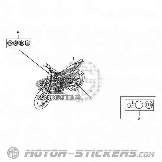 Honda CRF250R 2016 - Étiquettes d'avertissement