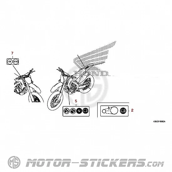 Honda CRF250R 2020 - Étiquettes d'avertissement