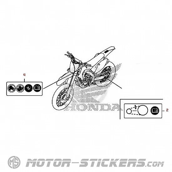 Honda CRF450R 2017 - Étiquettes d'avertissement