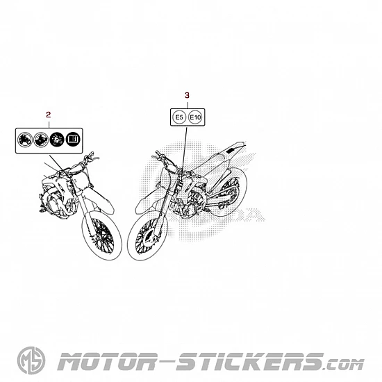 Honda CRF450R 2021 - Etiquetas de precaución