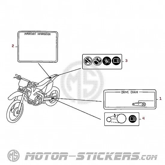 Honda CRF450X 2006 - Étiquettes d'avertissement