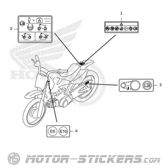 Honda CRF50F 2025 - Naklejki ostrzegawcze