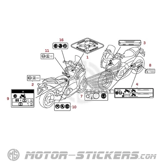 Honda INTEGRA 700 2012 - Etichette di avvertenza