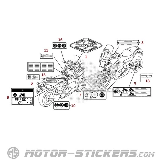 Honda INTEGRA 700 2013 - Etichette di avvertenza