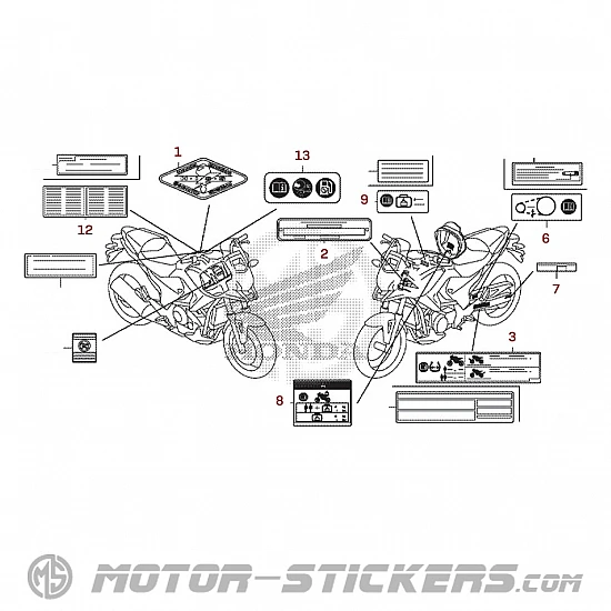 Honda NC750X 2014 - Etiquetas de precaución