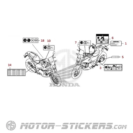 Honda NC750X 2018 - Caution Labels