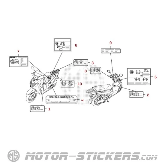 Honda SH125i 2012 - Caution Labels