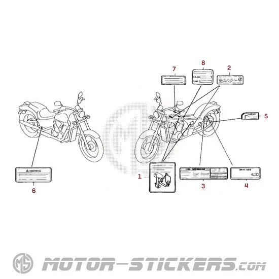 Honda VT600C SHADOW 2001 - Naklejki ostrzegawcze