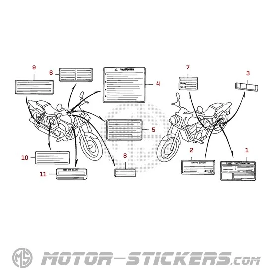 Honda VT750DC 2001 - Naklejki ostrzegawcze