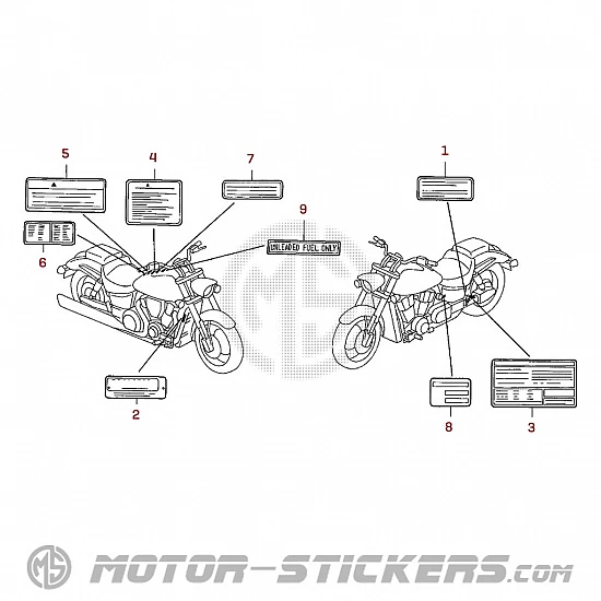 Honda VTX1800 2004 - Caution Labels