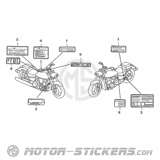 Honda VTX1800 2007 - Waarschuwingslabels