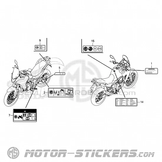 Honda XL 750 Transalp 2023 - Etiquetas de precaución