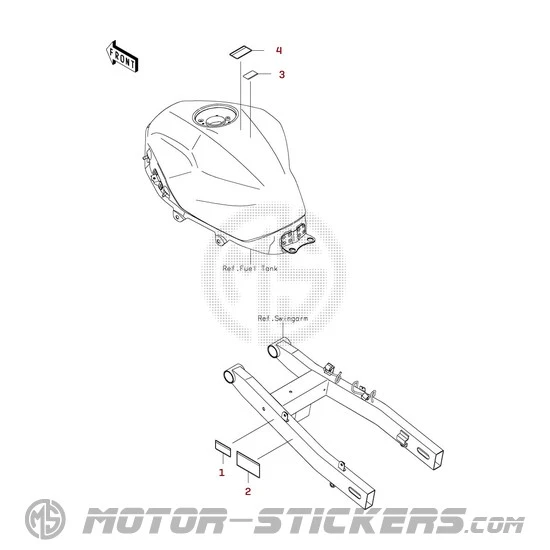 Kawasaki ELIMINATOR 500 2024 - Etiquetas de precaución