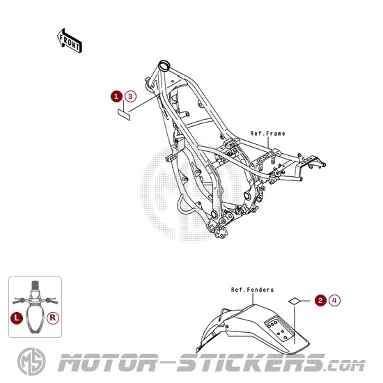 Kawasaki KDX200 1995 - Etiquetas de precaución