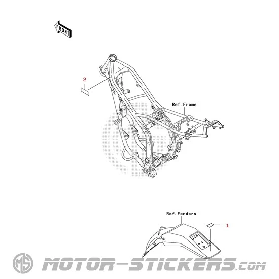 Kawasaki KDX200 2000 - Etiquetas de precaución