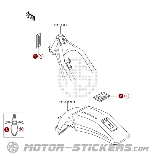 Kawasaki KDX250 1994 - Etiquetas de precaución