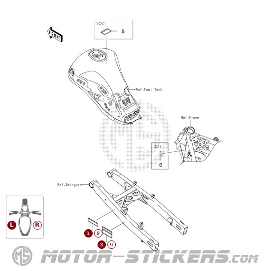 Kawasaki KLE500 2026 - Naklejki ostrzegawcze