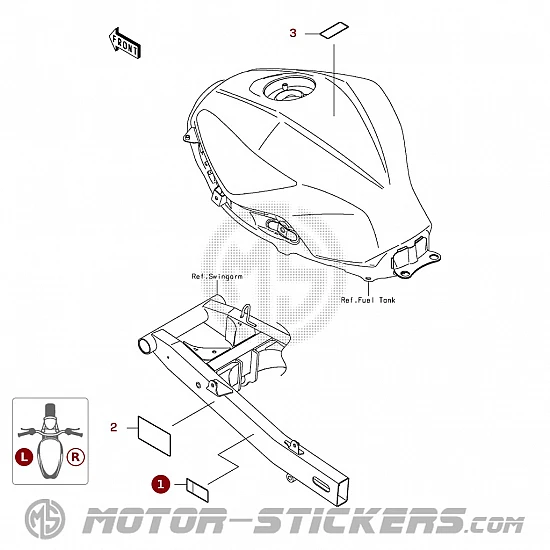 Kawasaki Ninja 300 2013 - Etiquetas de precaución