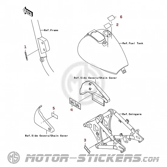 Kawasaki VN800 Drifter 2001 - Etiquetas de precaución