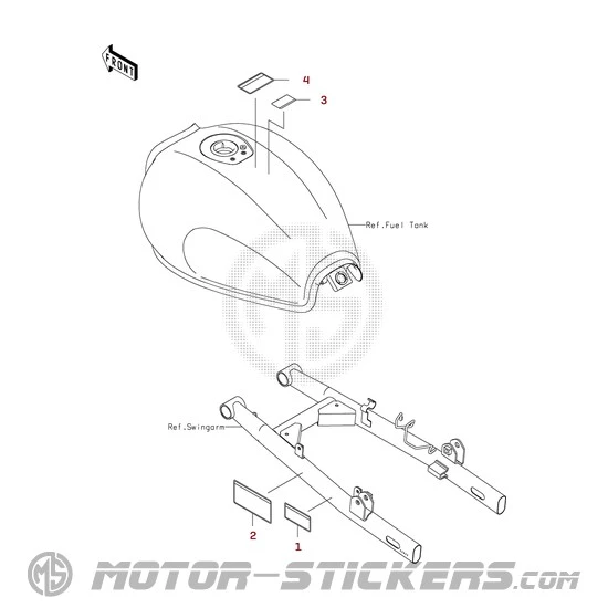 Kawasaki W230 2025 - Naklejki ostrzegawcze