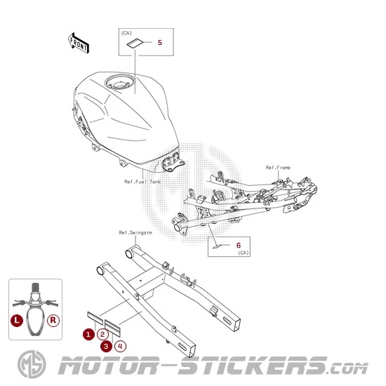 Kawasaki Z500 | ER500 2026 - Naklejki ostrzegawcze