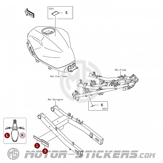 Kawasaki Z500 | ER500 2026 - Naklejki ostrzegawcze