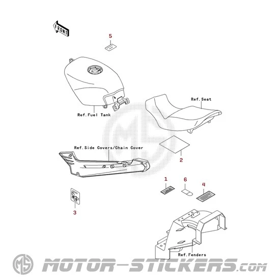 Kawasaki ZZ-R250 | EX250 1990 - Etiquetas de precaución