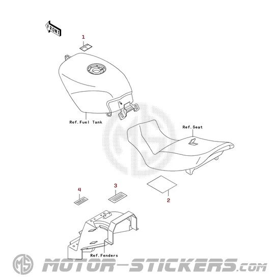 Kawasaki ZZ-R250 | EX250 2003 - Etiquetas de precaución