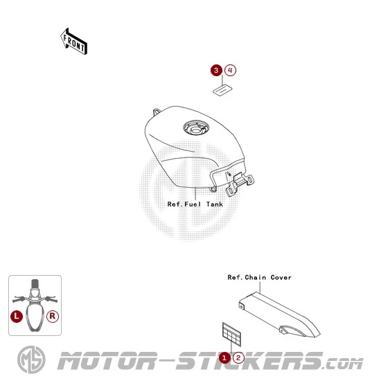 Kawasaki ZZ-R250 | EX250 2004 - Etiquetas de precaución