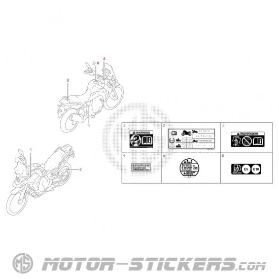 Suzuki DL 800 V-Strom 2023 - Etiquetas de precaución