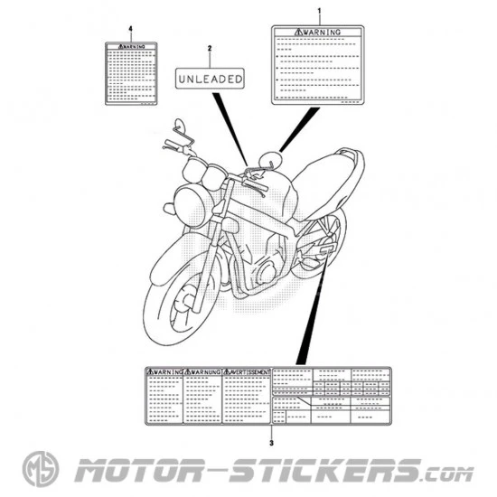 Suzuki GS 500F 2006 - Etichette di avvertenza