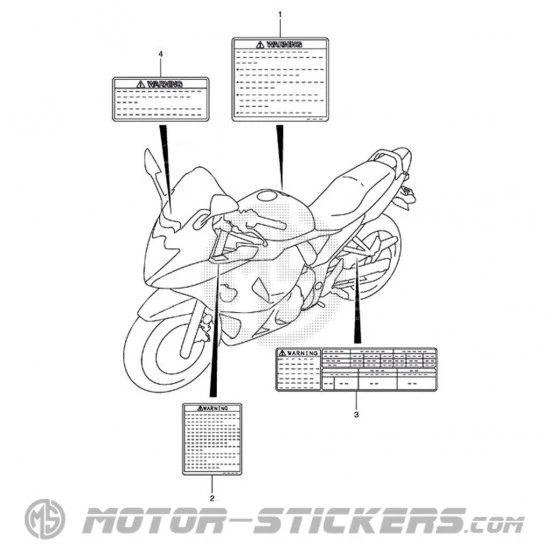 Suzuki GSX 650F 2011 - Etichette di avvertenza
