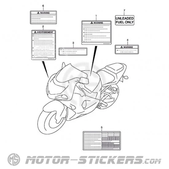 Suzuki GSX R 1000 2002 - Etichette di avvertenza