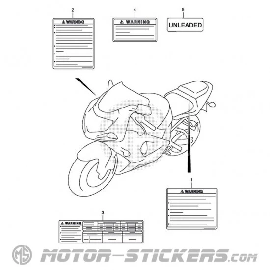 Suzuki GSX R 600 2002 - Waarschuwingslabels
