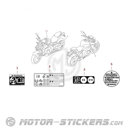 Suzuki GSXS950 2026 - Naklejki ostrzegawcze
