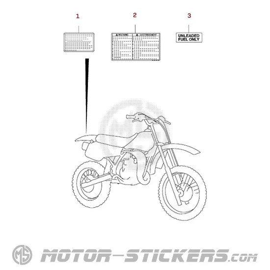 Suzuki RM85 2004 - Étiquettes d'avertissement