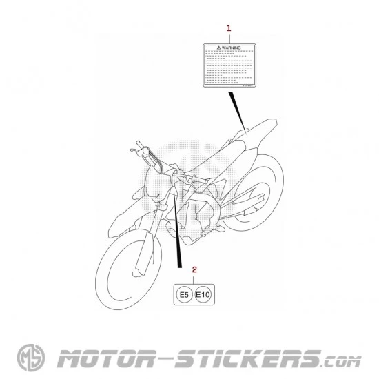 Suzuki RM-Z250 2025 - Naklejki ostrzegawcze