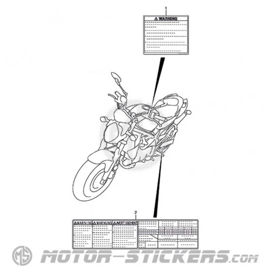 Suzuki SFV 650 Gladius 2009 - Etiquetas de precaución