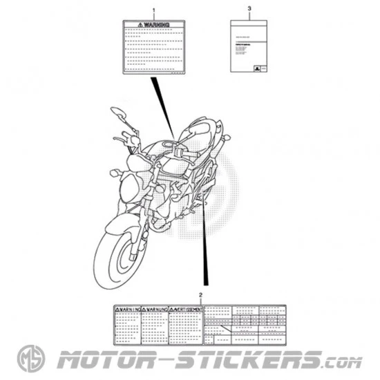 Suzuki SFV 650 Gladius 2014 - Etichette di avvertenza