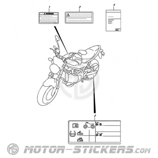 Suzuki SV 650 2017 - Étiquettes d'avertissement